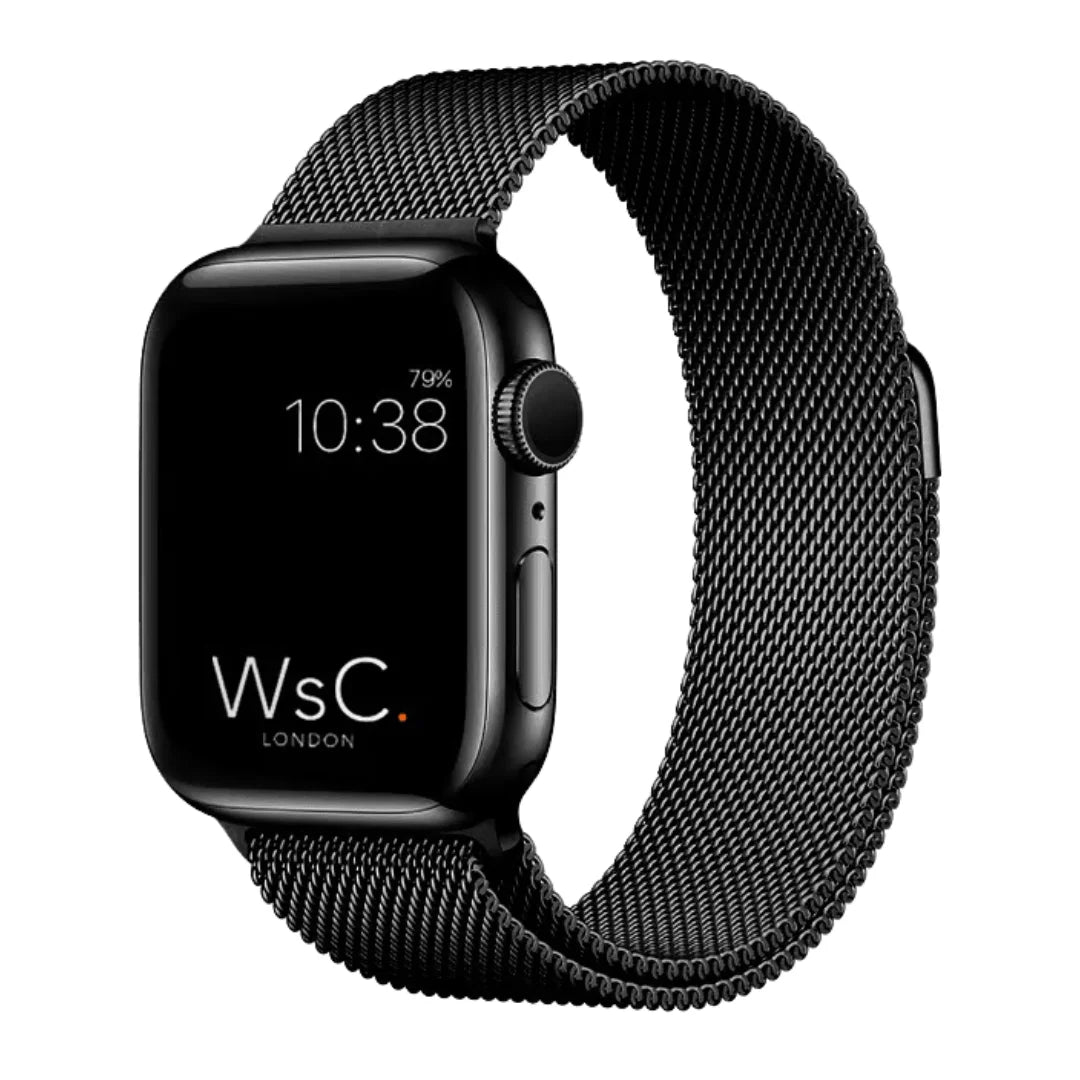 Black Milanese Magnetic Loop Strap for Apple Watch | Stainless Steel Band | 42mm / 44mm / 45mm