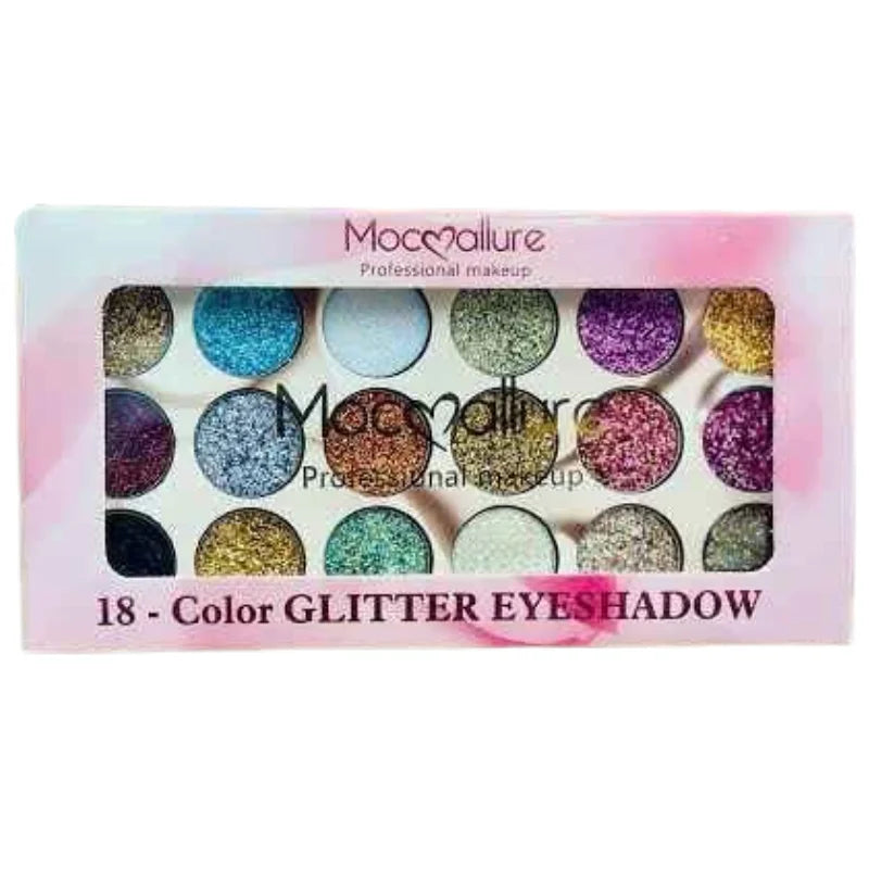 Mocallure 18 Color Glitter Kit | High-Pigment Sparkle Palette for Eyes, Lips & Face Makeup