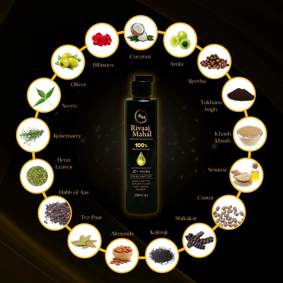 Rivaaj Mahal Herbal Hair Oil 100% | 20+ Herbs for Strong & Healthy Hair