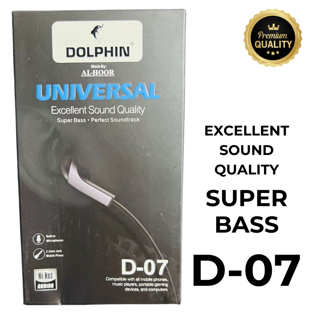 Dolphin D-07 Handsfree | Super Bass Stereo Sound | High-Quality Audio with Mic & Controls
