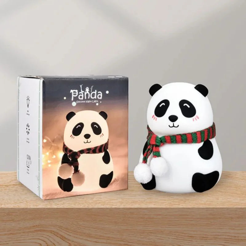 Panda LED Night Lamp | YH-608 Model | Soft Silicone Rechargeable Night Light | 7-Color Touch Control | Kids Bedroom, Nursery & Gift Decor
