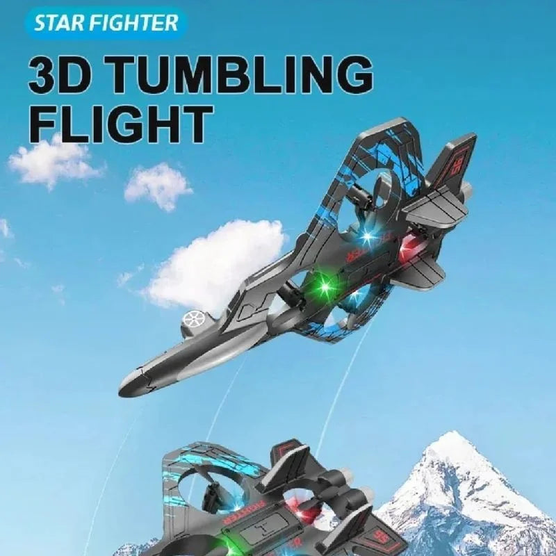 Premium RC Fighter Jet Plane 2.4 | Remote Control Foam Airplane Toy with Lights & 3D Stunt Glider