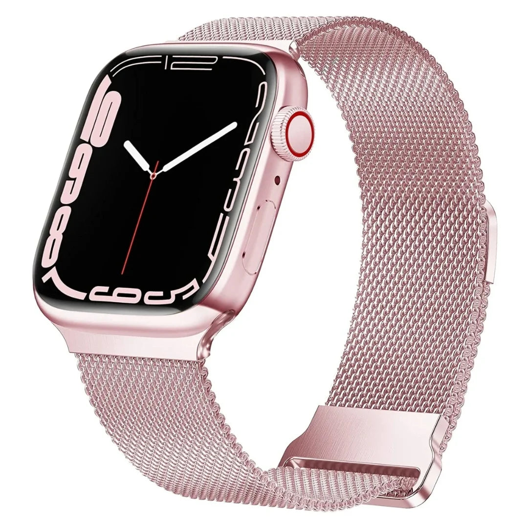 Rose Pink Milanese Magnetic Loop Strap for Apple Watch | Stainless Steel Band  | 42mm / 44mm / 45mm