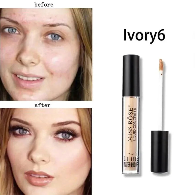MISS ROSE Liquid Concealer | Ivory 6 | Waterproof High-Coverage Formula (5ml)