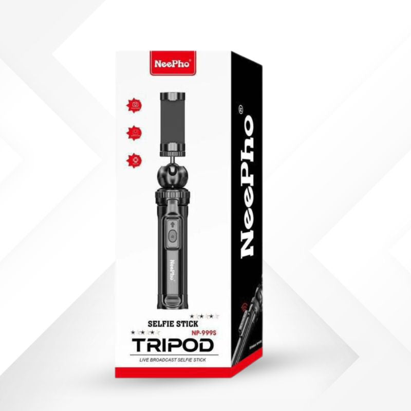 NeePho NP-999s 2-in-1 Selfie Stick & Tripod | Adjustable Height, Bluetooth Remote | Universal Smartphone & Camera Mount | Lightweight & Portable