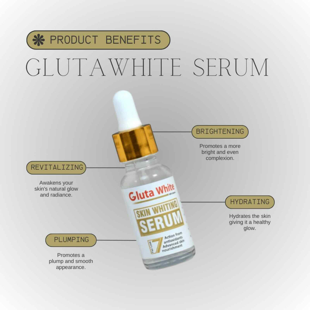 Gluta White Face Glowing Serum | Glutathione Brightening Hydrating 30ml Skincare