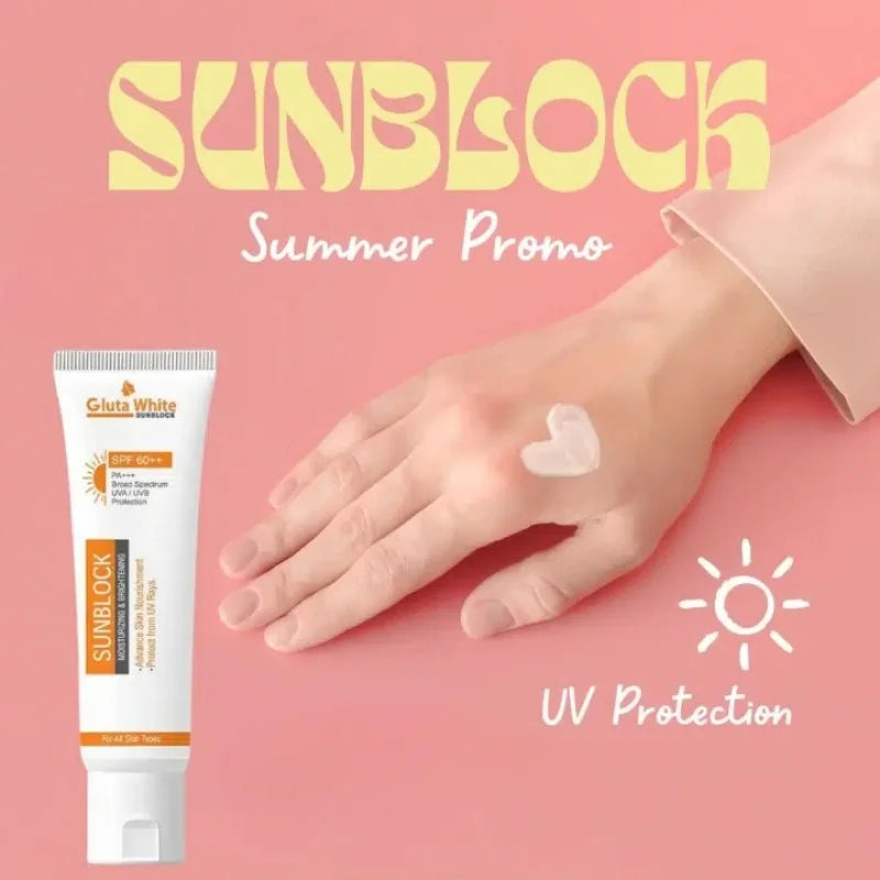 Gluta White SunBlock SPF 60 | Moisturizing & Brightening Sunscreen for All Skin Types