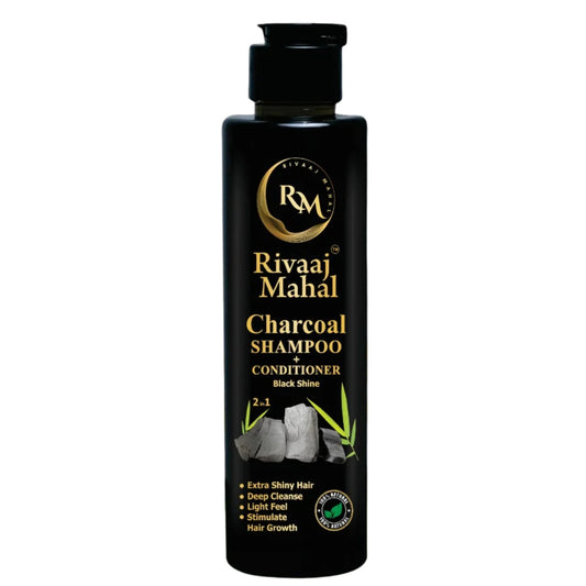 Rivaaj Mahal Charcoal Shampoo + Conditioner 2-in-1 | Black Shine Formula