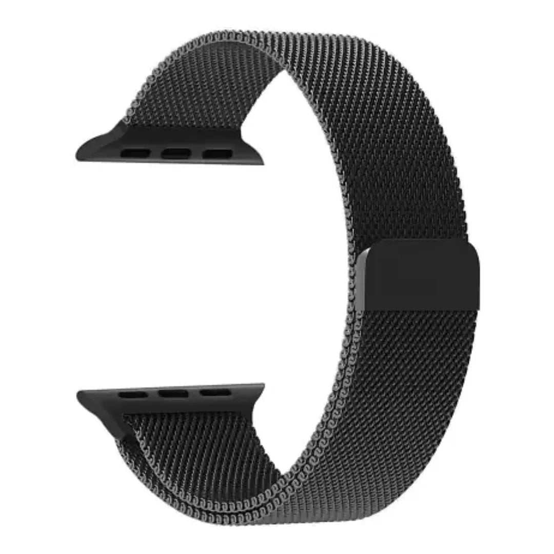 Black Milanese Magnetic Loop Strap for Apple Watch | Stainless Steel Band  | 42mm / 44mm / 45mm