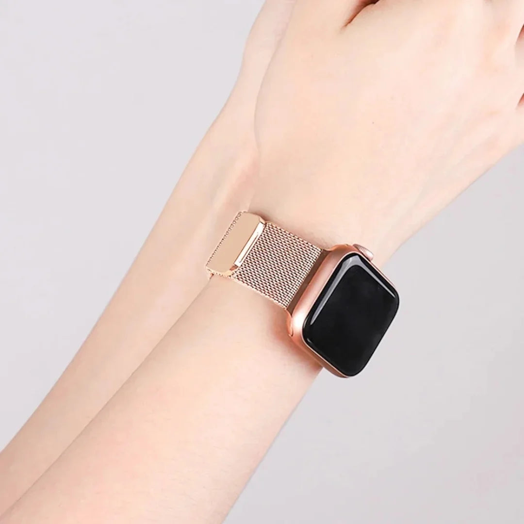 Rose Pink Milanese Magnetic Loop Strap for Apple Watch | Stainless Steel Band  | 42mm / 44mm / 45mm
