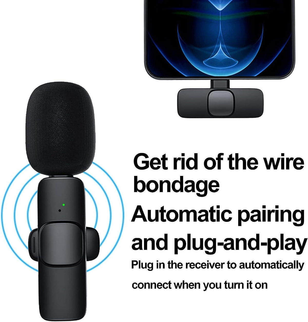 K9 Dual Wireless Lavalier Microphone | Plug & Play USB Type-C | Mic with Auto Sync & Noise Reduction
