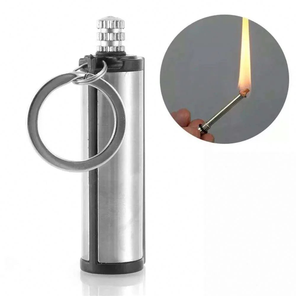 Permanent Match Striker Flint Stone Lighter with Keychain | Waterproof Survival Matchstick for Smoking & Outdoor Use