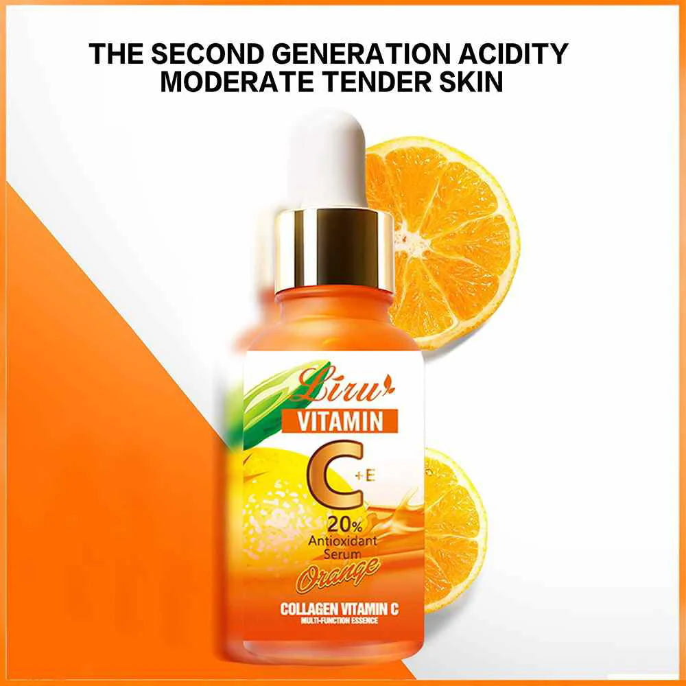 Liru Collagen Vitamin C Serum Orange 30ml Brightening Anti-Aging Face Serum for Glowing Skin