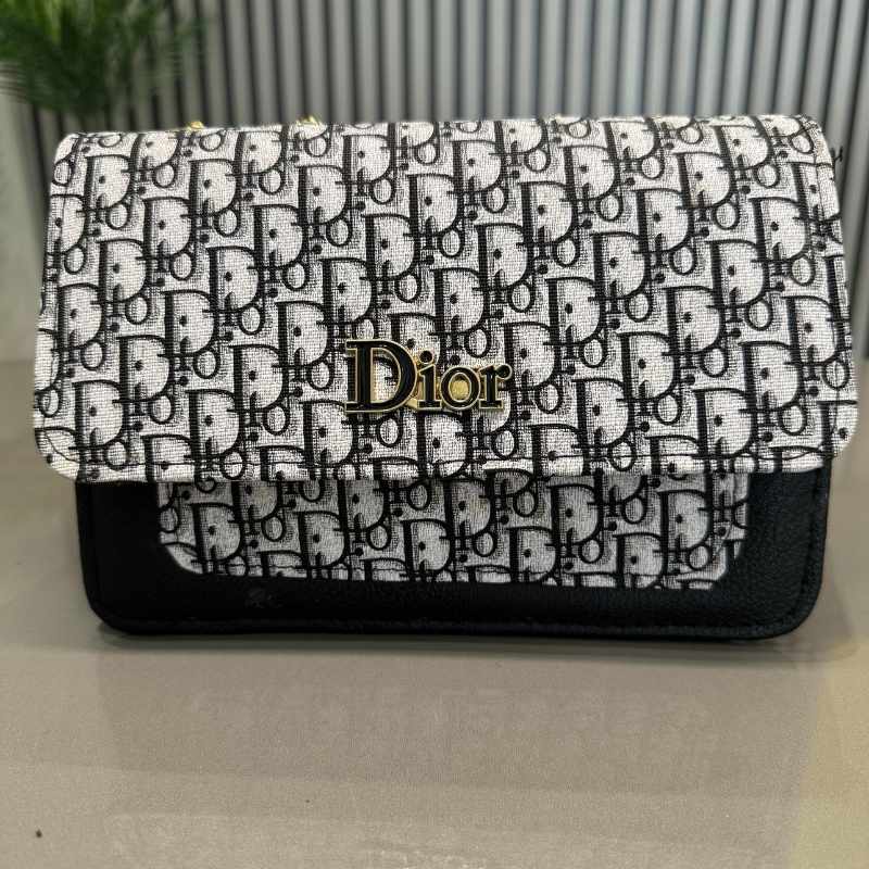 Black | Oblique-Print Canvas & Leather Flap Clutch | Luxury Designer Handbag for Women