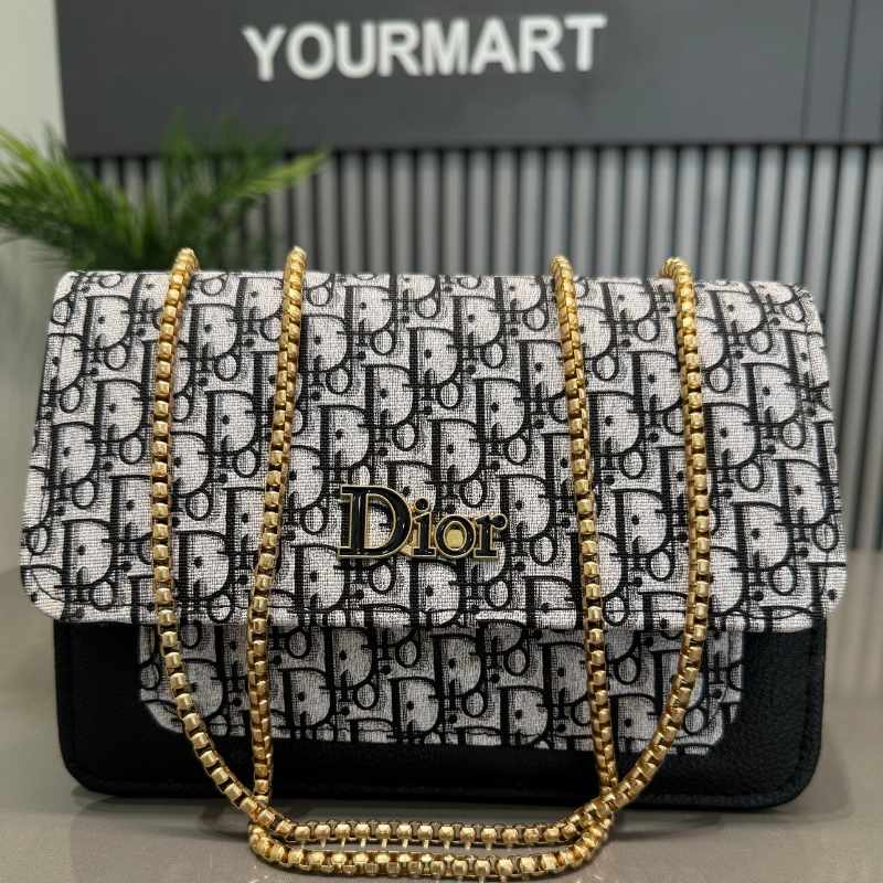 Black | Oblique-Print Canvas & Leather Flap Clutch | Luxury Designer Handbag for Women