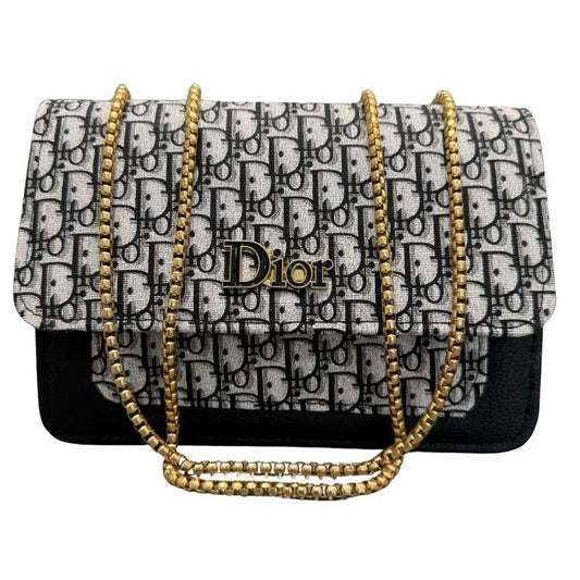 Black | Oblique-Print Canvas & Leather Flap Clutch | Luxury Designer Handbag for Women
