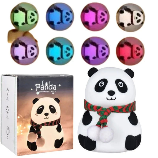 Panda LED Night Lamp | YH-608 Model | Soft Silicone Rechargeable Night Light | 7-Color Touch Control | Kids Bedroom, Nursery & Gift Decor