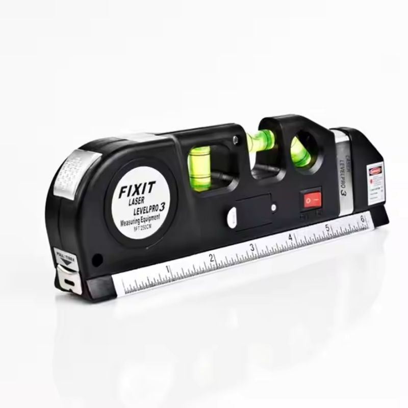 Laser Level Pro3 Multipurpose Tool | Vertical, Cross Line & Measuring Tape with Rulers