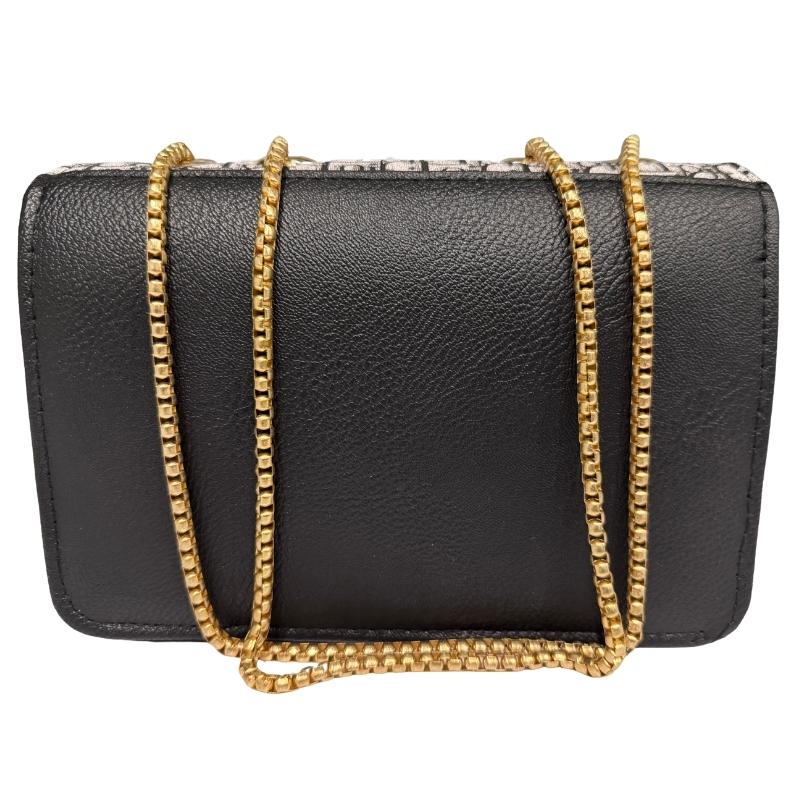 Black | Oblique-Print Canvas & Leather Flap Clutch | Luxury Designer Handbag for Women