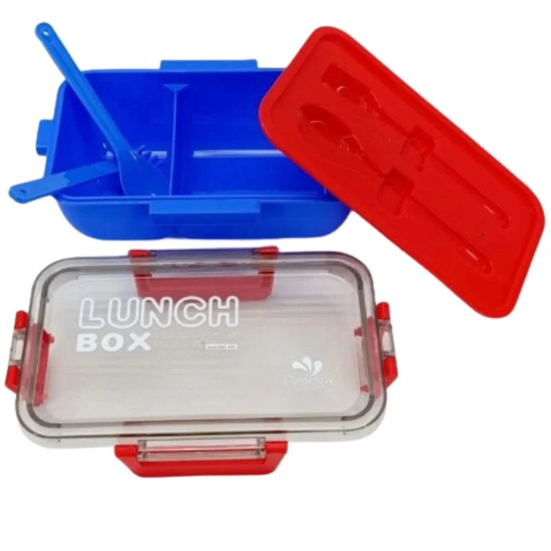 Kendy Lunch Box with Spoon & Fork  | 2-Compartment Portable Tiffin Box for School & Office