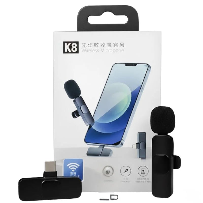 K8 Type-C Wireless Lavalier Microphone | Portable Noise-Cancelling | Mic for Android, Vlogging & Live Streaming