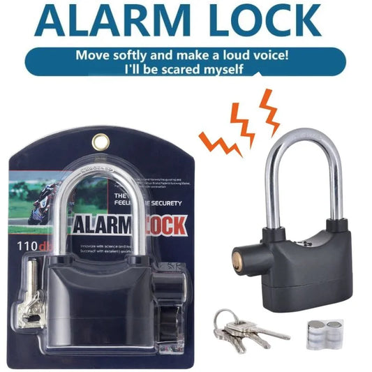 High-Security Gembok Alarm Lock | Waterproof Siren Padlock for Bike, Scooter & Door Protection