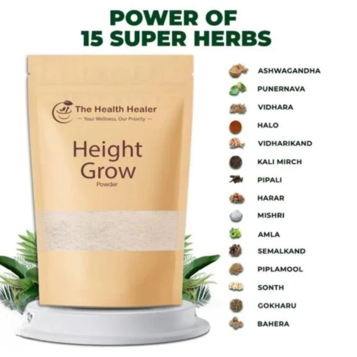 Health Healer Height Growth Powder 100g | Ayurvedic Herbal Supplement for Teens & Adults
