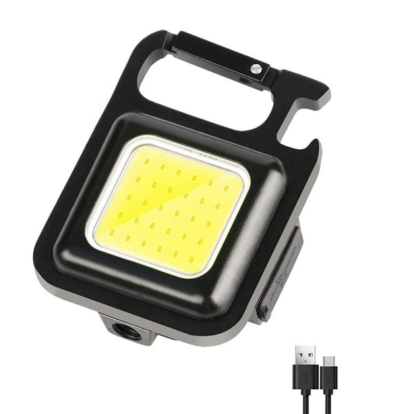 Portable Keychain Light | 500 Lumens Mini COB LED Flashlight with Foldable Handle & USB Rechargeable