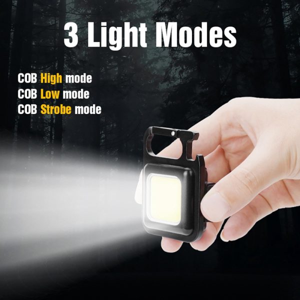 Portable Keychain Light | 500 Lumens Mini COB LED Flashlight with Foldable Handle & USB Rechargeable